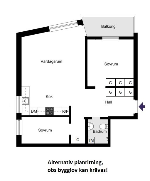 Alternativ planritning, obs bygglov kan krävas!