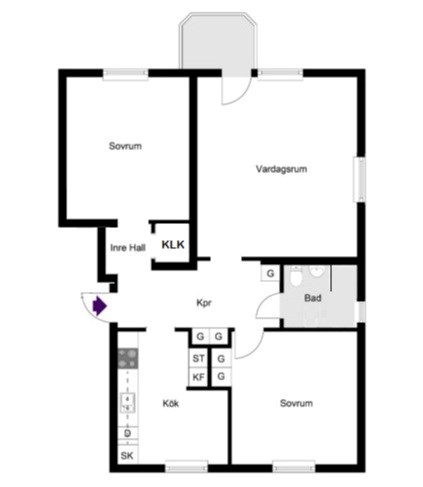 Planritning Trehörningen 25