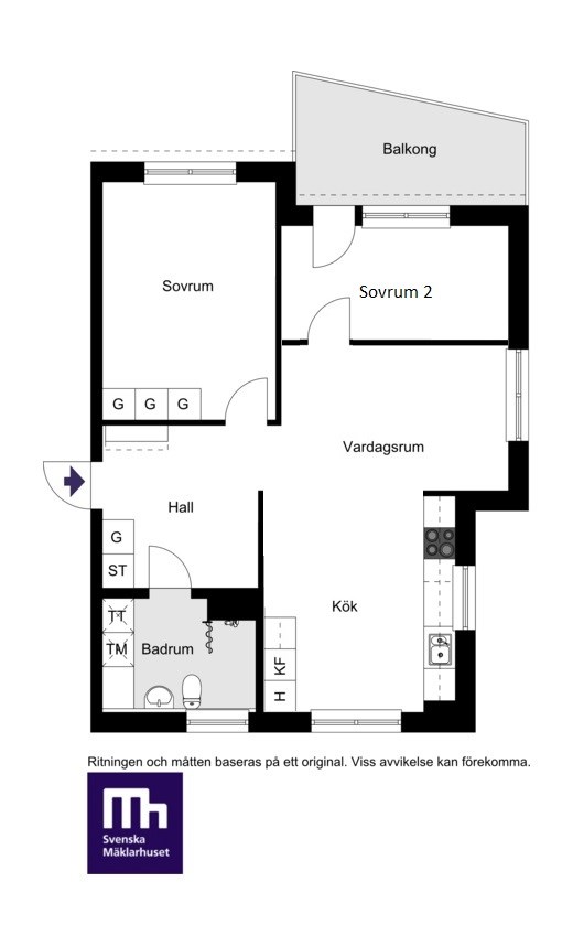 Alternativ planritning, ej exakt viss avvikelse kan förekomma och bygglov kan krävas.