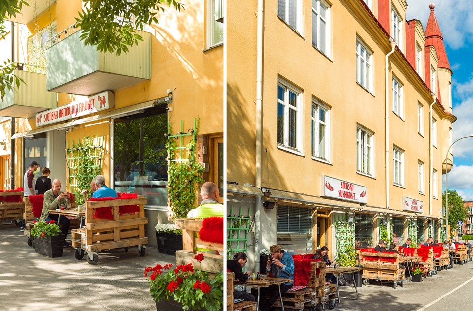 Mycket opoulara Sushi- och Hamburgerkoket