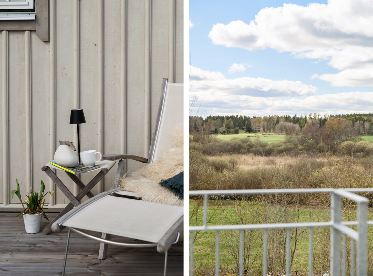 Balkong på övre plan