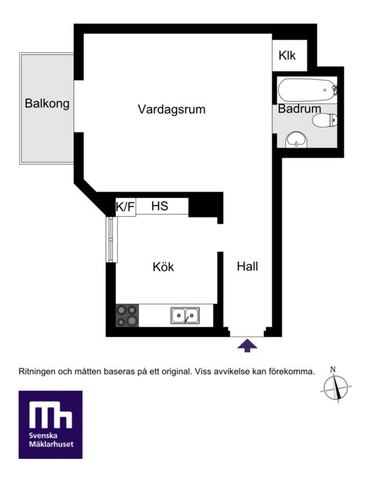 1:a med stort kök eller bygga om till 2:a, välj själv :-)