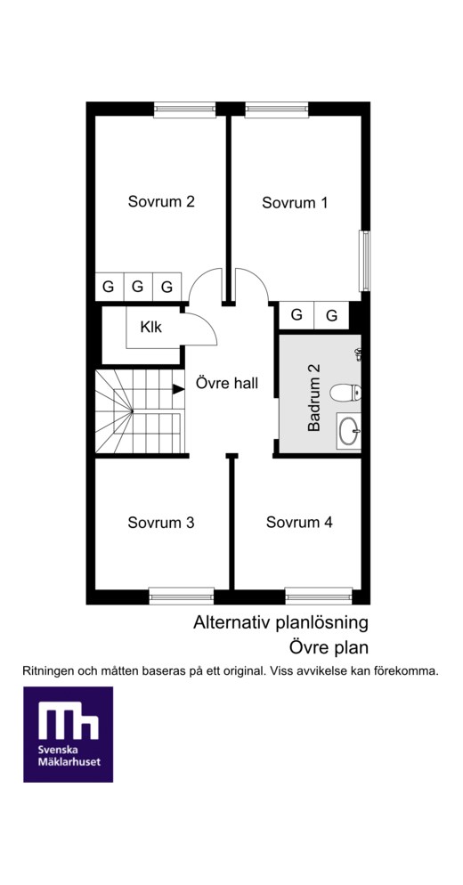Alternativ planlösning - Övre plan