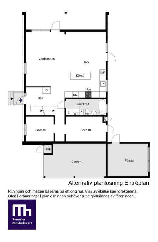 Alternativ planlösning  entreplan