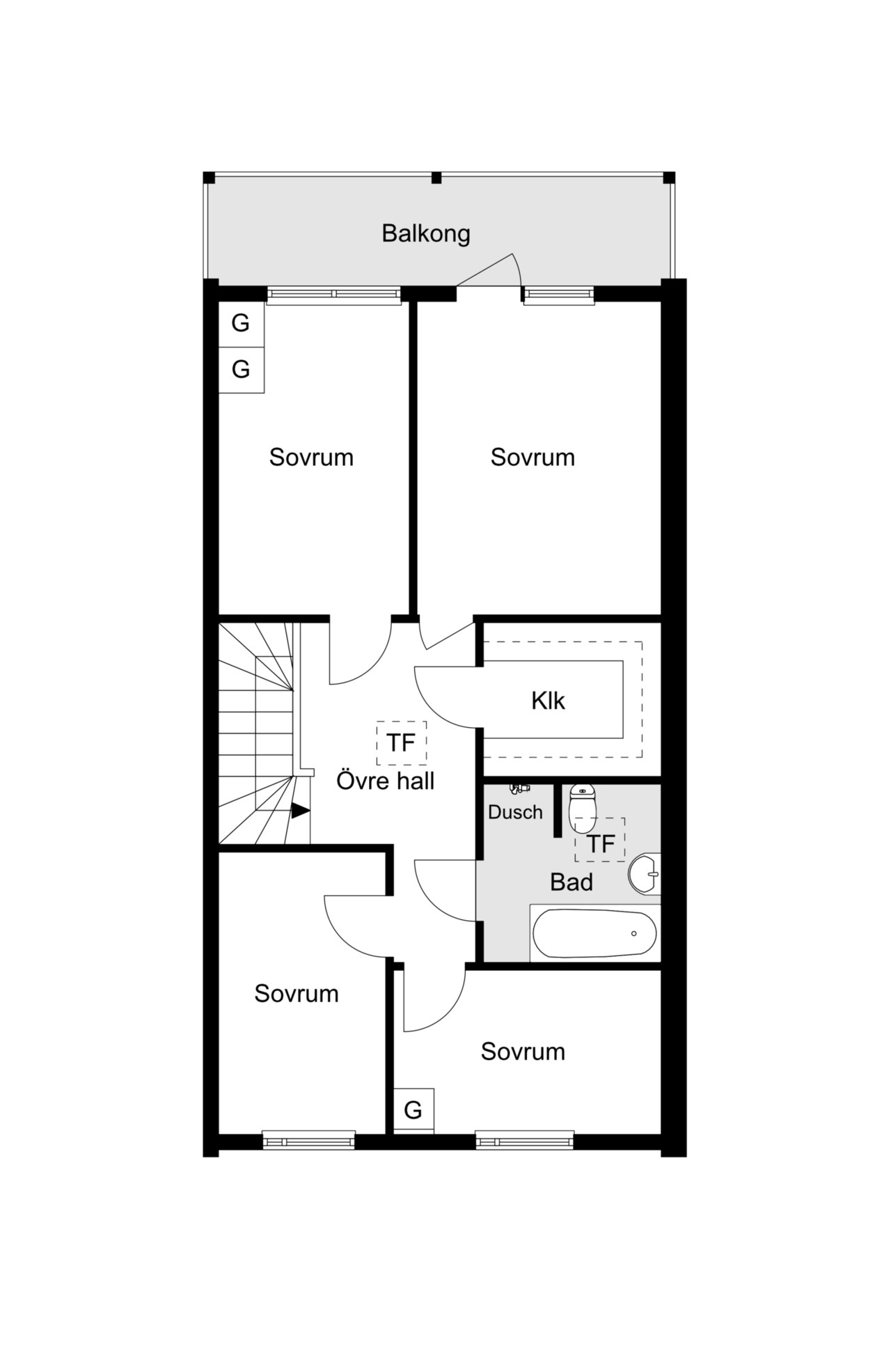Planritningar övre plan