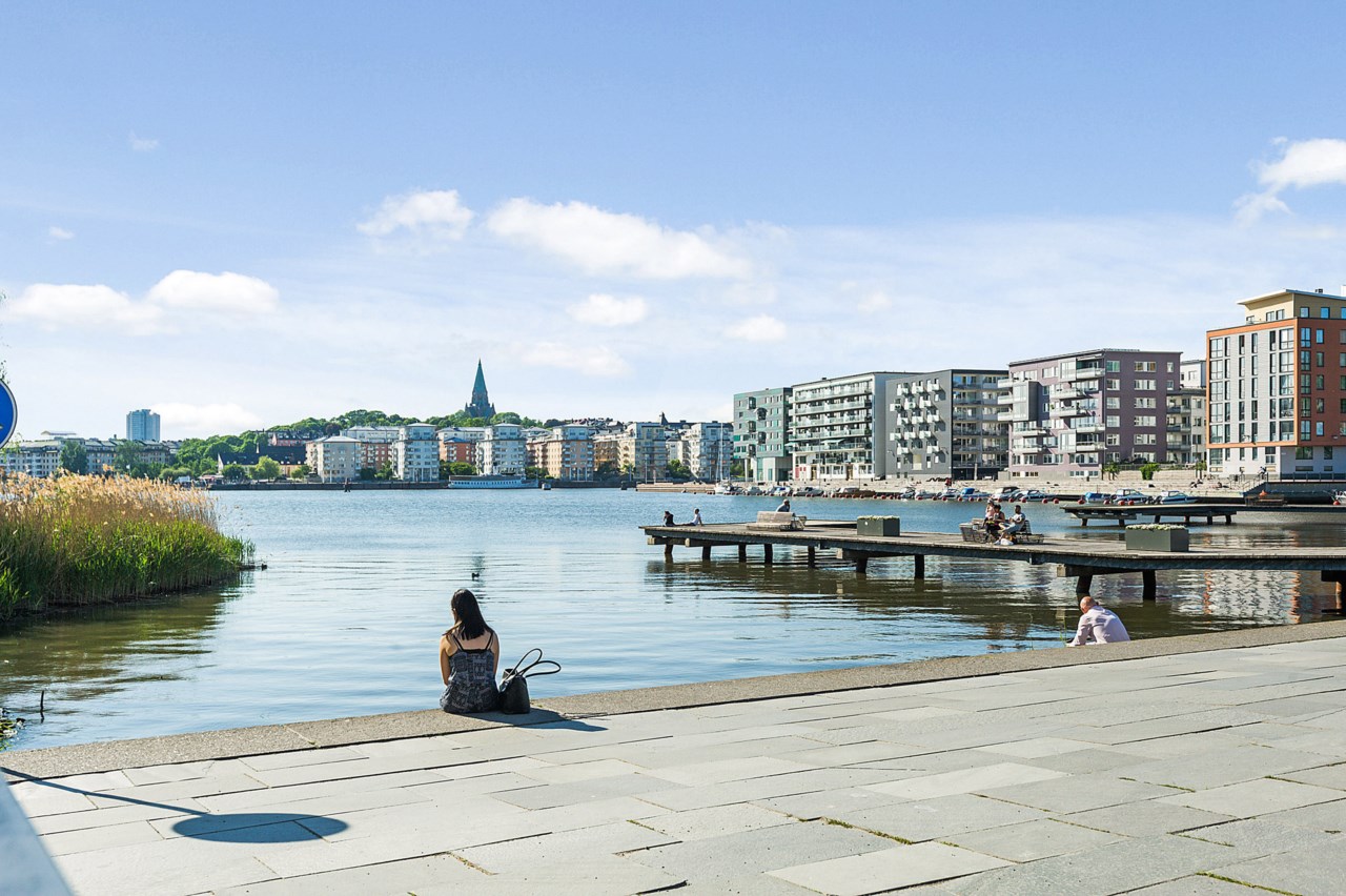 Sjöstadsviken mot Hammarby Sjö och Henriksdalshamnen