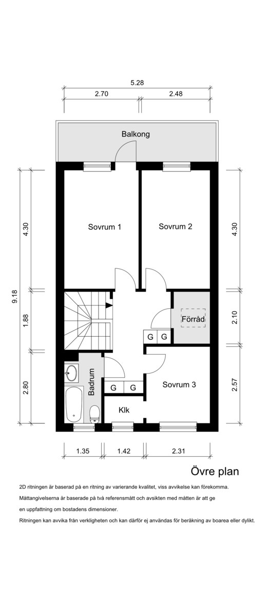 Planritning övre plan