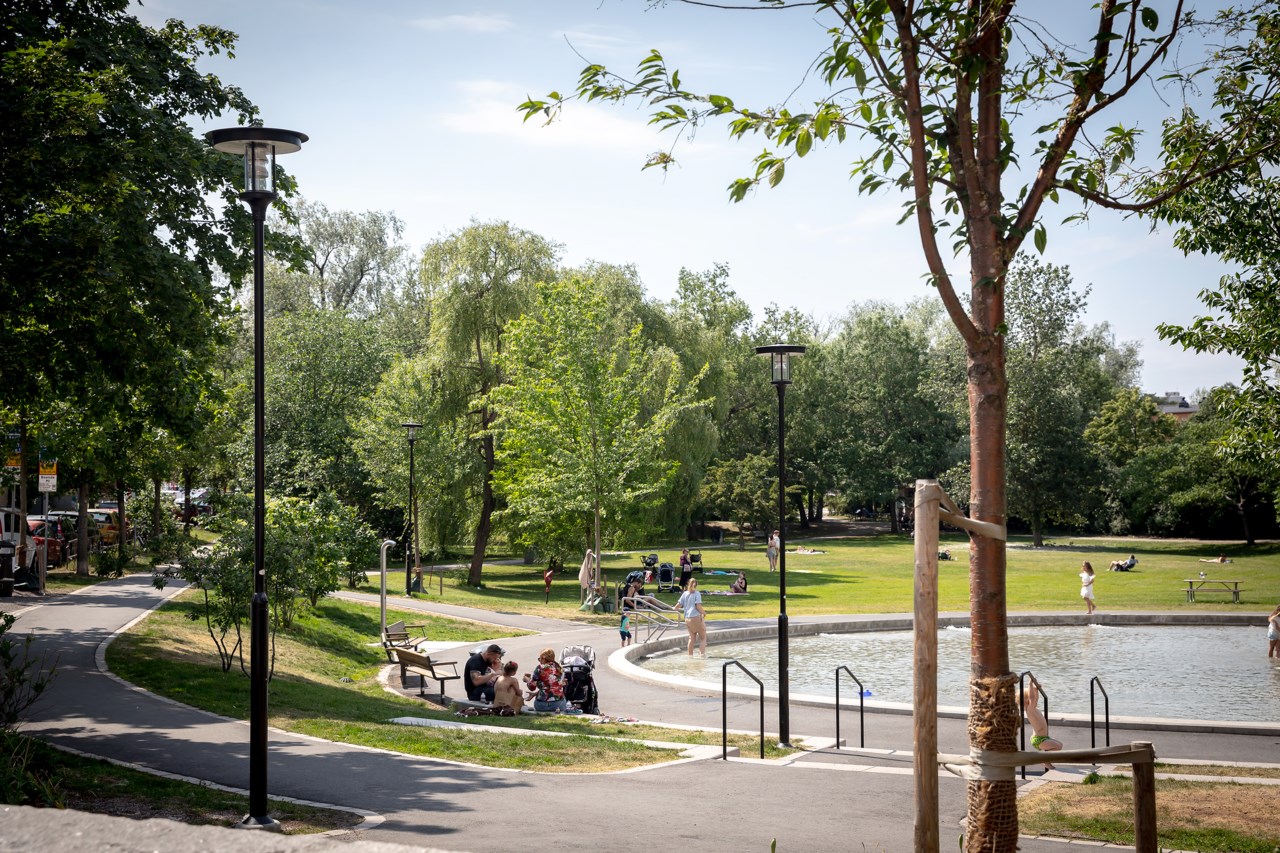 Svandammsparken med plaskdamm