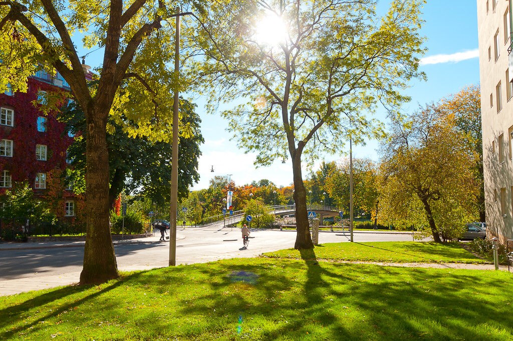 Gångbron över till Rålambshovsparken