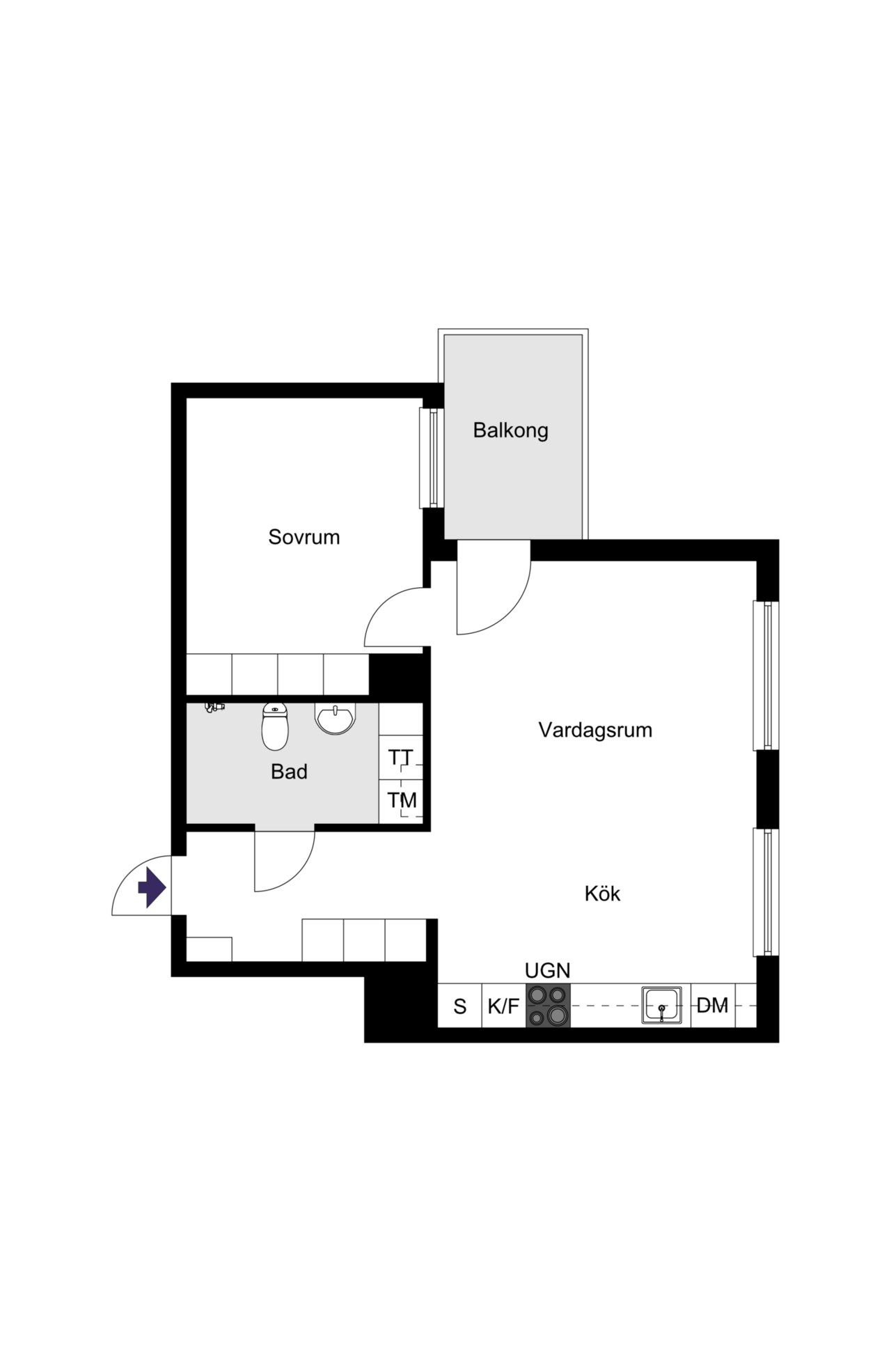 Dalgången 3A, 1tr