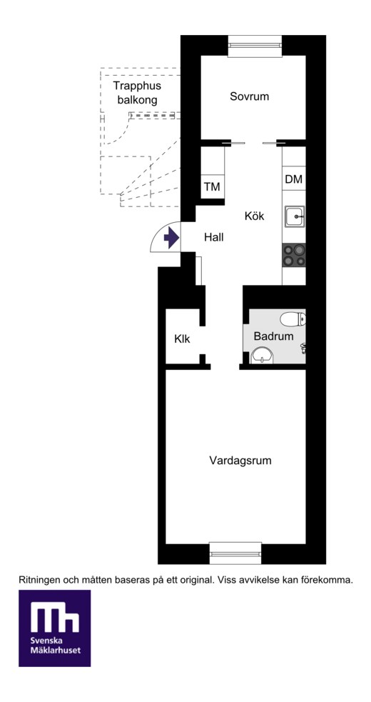 Planlösning med trapphusbalkong
